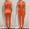 Deep V High Waist Glossy Jumpsuit