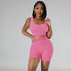 Elastic knitted printed sports vest two-piece suit