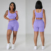 Elastic knitted printed sports vest two-piece suit