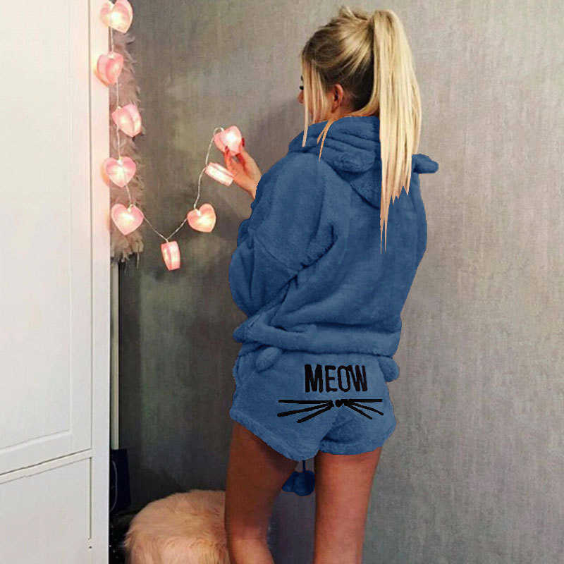 Wholesale women's autumn and winter plus size pajama set 2pcs