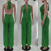 Halter Wave Pattern Sexy Bandeau High Waist Jumpsuit