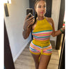 Knitted Backless Halter Top & Bottom 2PC Set