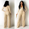 Long sleeved solid color low cut two-piece set