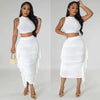 Solid Color High Waist Ruffles Navel Slim Fit Suit