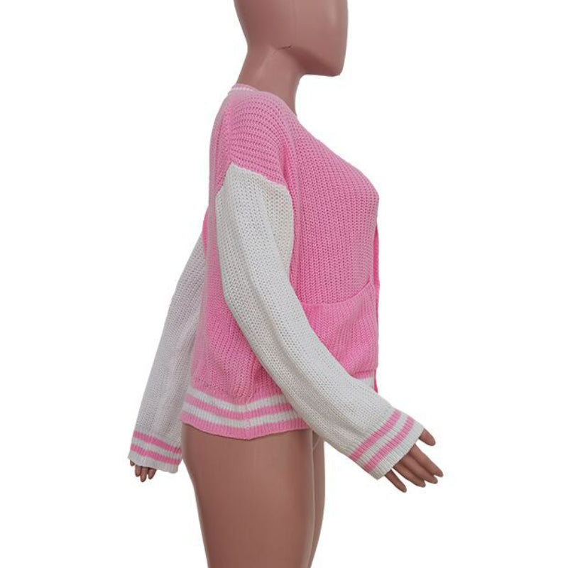 Candy Color Baseball Casual Knitted Jacket Coat