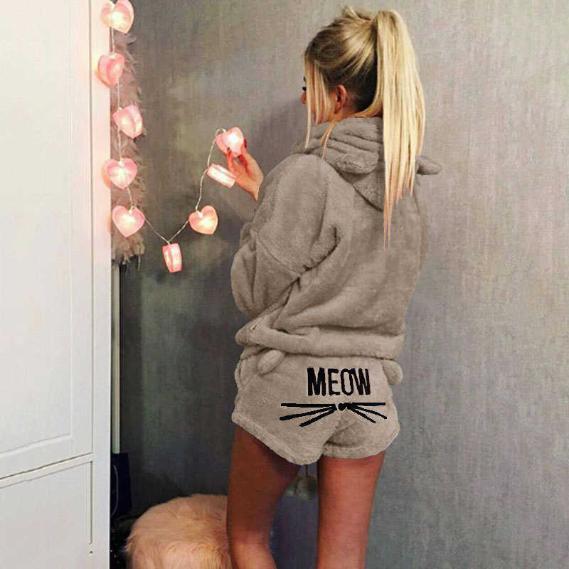 Wholesale women's autumn and winter plus size pajama set 2pcs