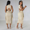 Solid Color High Waist Ruffles Navel Slim Fit Suit
