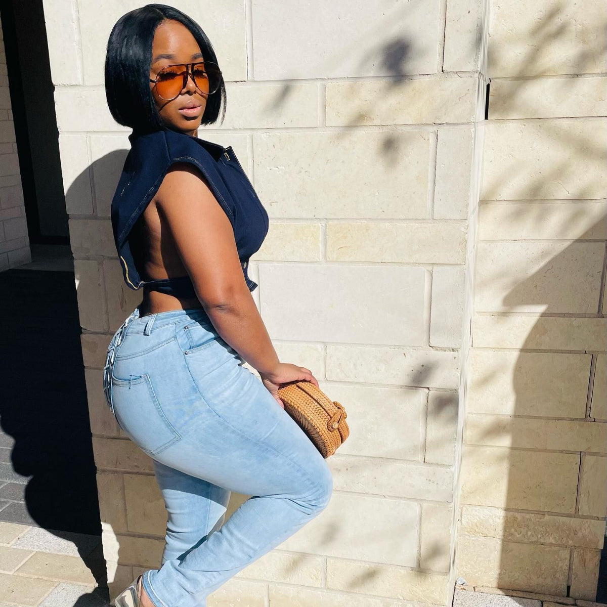 Short Sleeveless Denim Top
