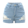 High Waist Elastic Ripped Jeans