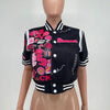 Printed Short-Sleeved Baseball Jacket
