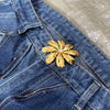 Metal button hollow Fried Dough Twists love jeans
