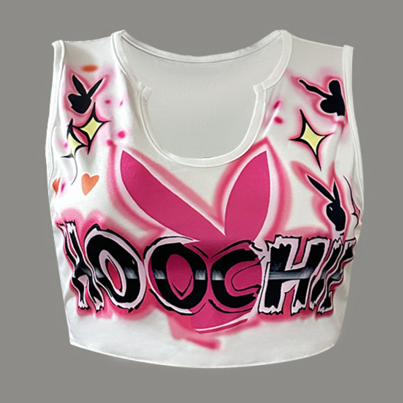 Printed Silk Cropped Tank Top