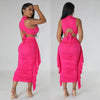 Solid Color High Waist Ruffles Navel Slim Fit Suit