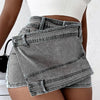 A- line High Waist Irregular Denim Skirt Shorts