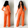 Long sleeved solid color low cut two-piece set