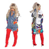 3D Digital Women's Printed Wear Long-Sleeved Denim Jacket