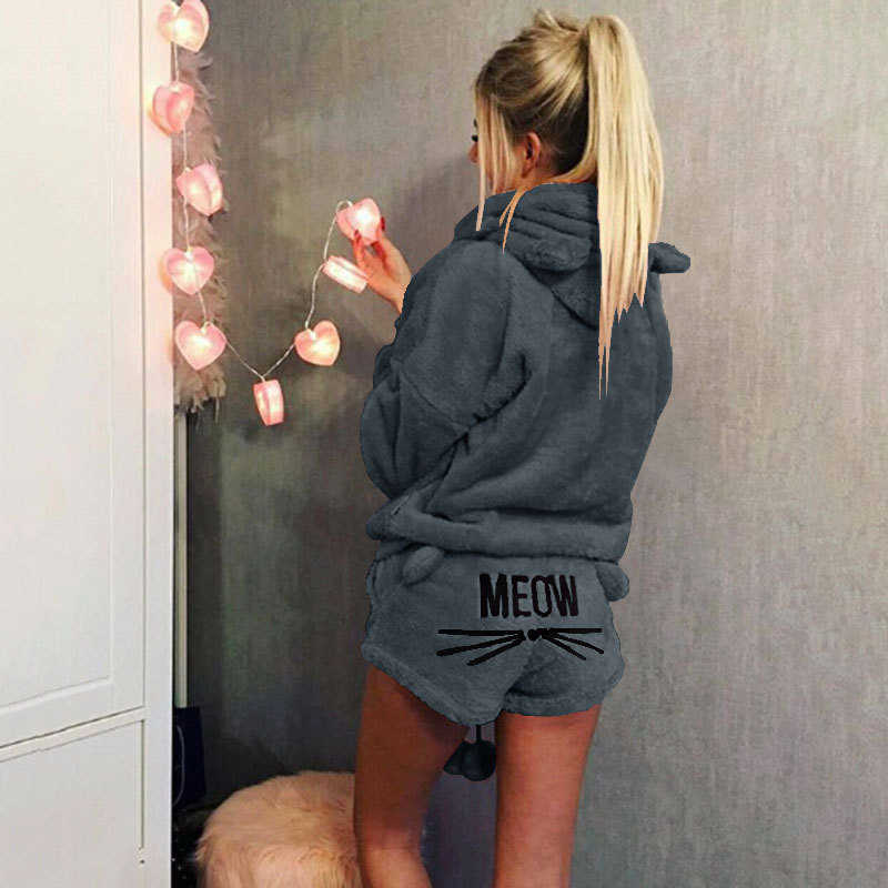 Wholesale women's autumn and winter plus size pajama set 2pcs