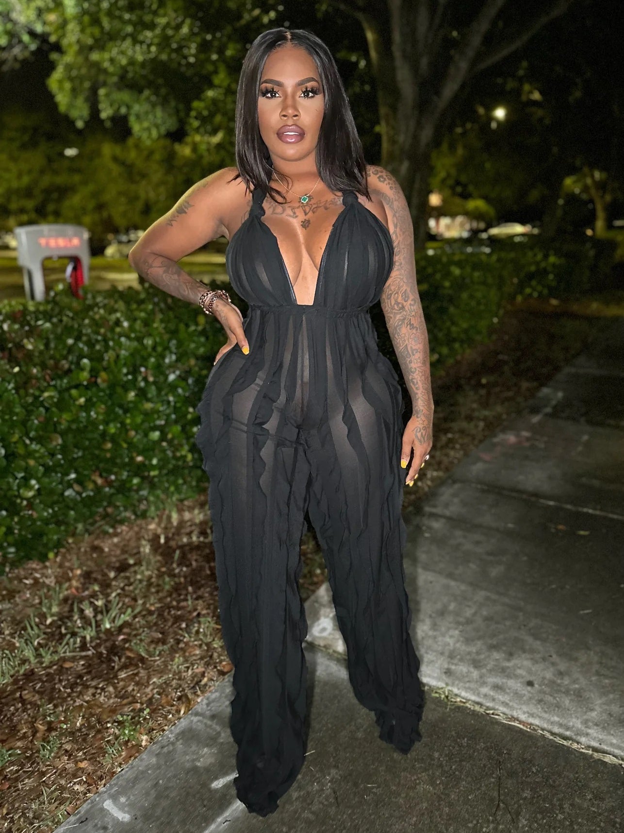 Halter Wave Pattern Sexy Bandeau High Waist Jumpsuit