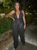 Halter Wave Pattern Sexy Bandeau High Waist Jumpsuit