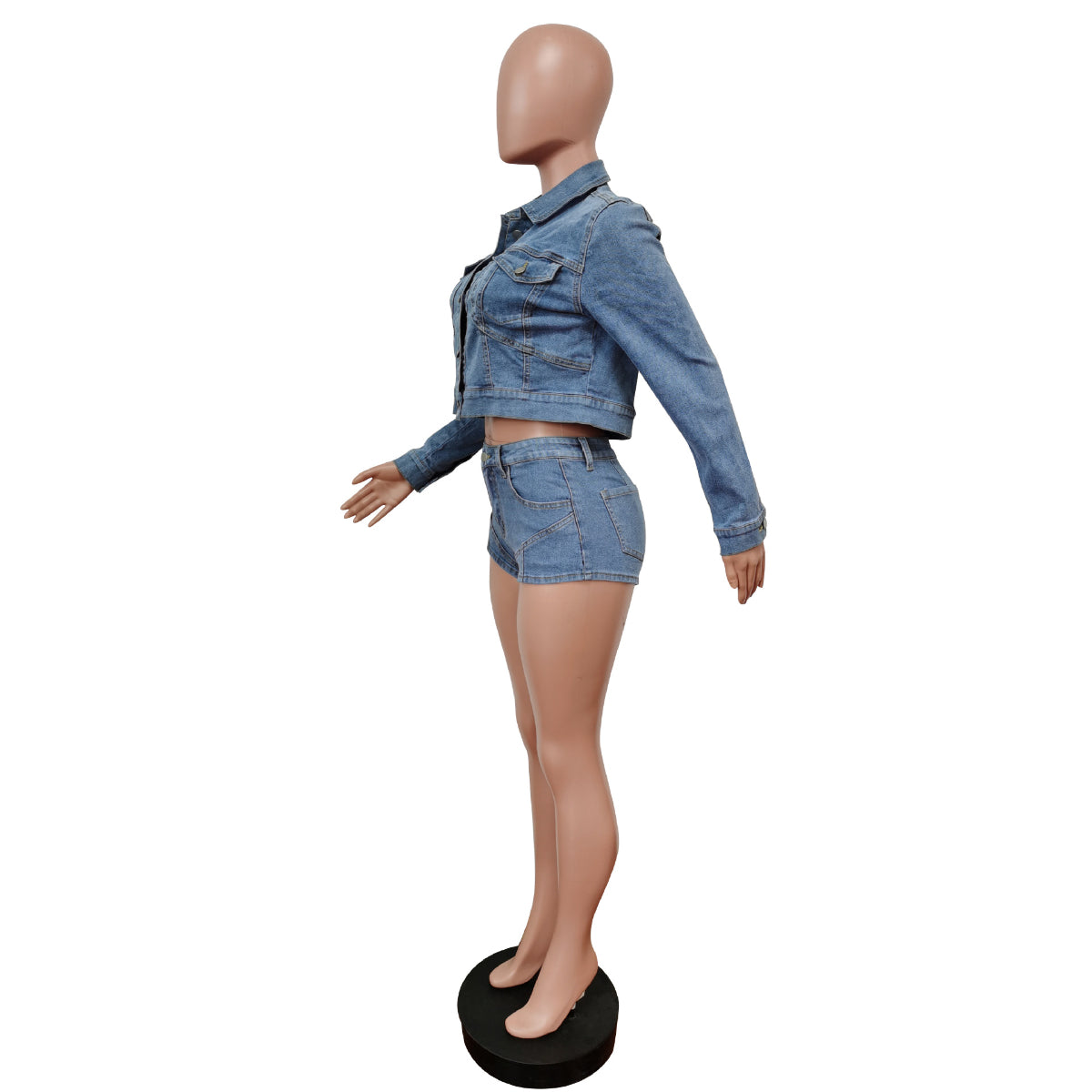 Stretch Shorts Denim Suit
