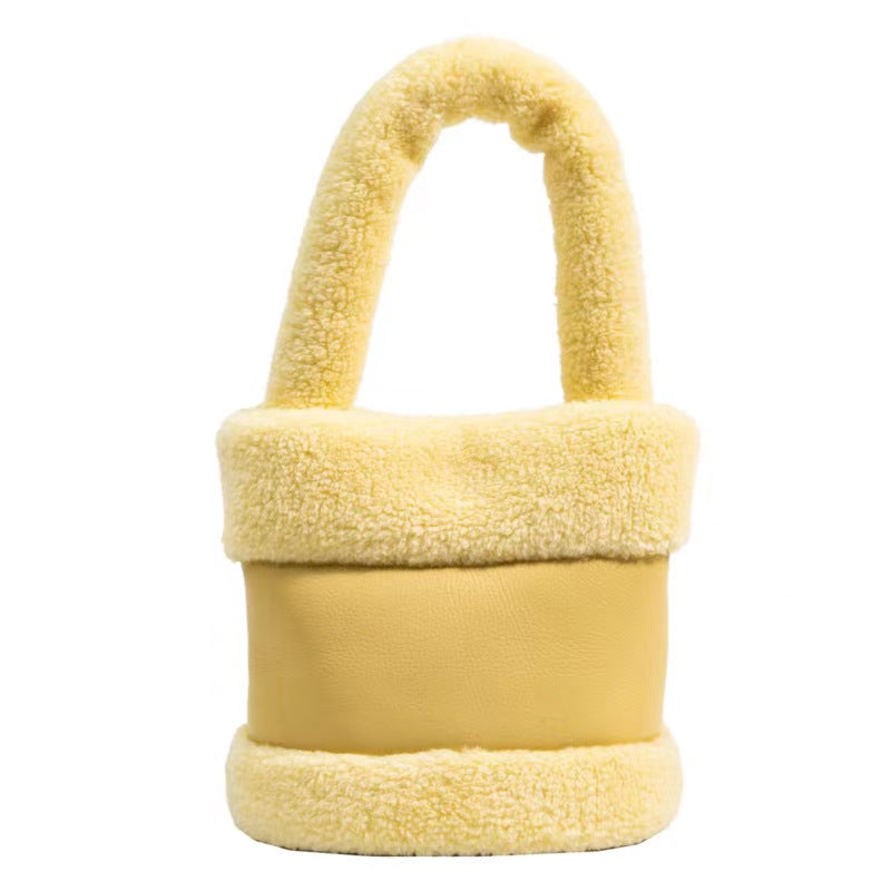 Lamb hair splicing portable water bucket fur bag