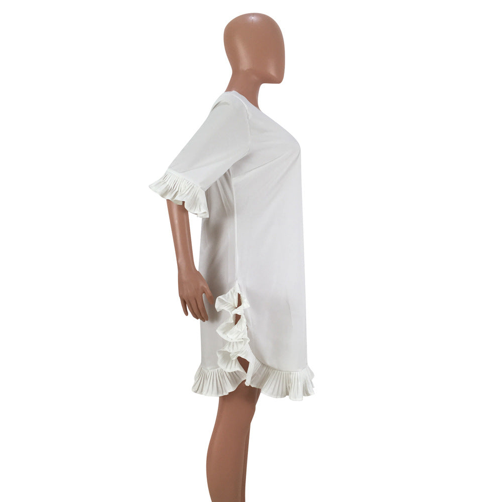 Solid Pleated Dress