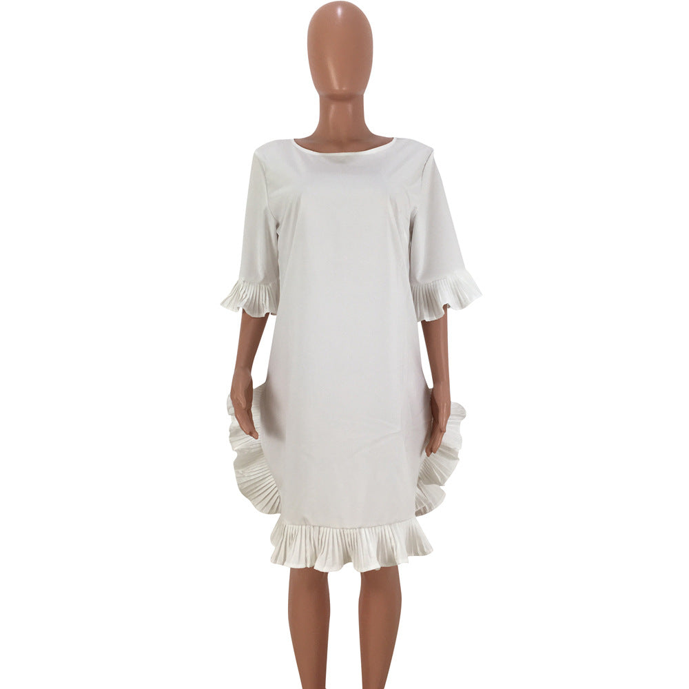 Solid Pleated Dress