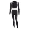 Positioning-print mesh sheer slim-fit long-sleeved casual set
