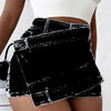 A- line High Waist Irregular Denim Skirt Shorts