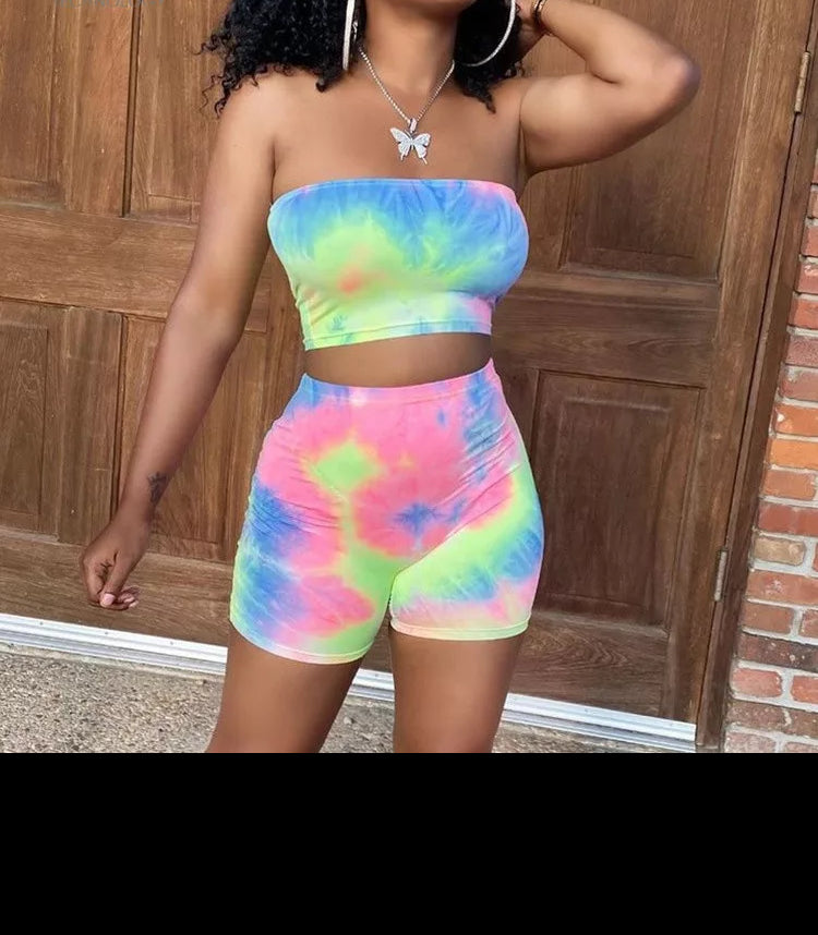 Tie Dye Strapless Two Piece - Janine’s Boutique