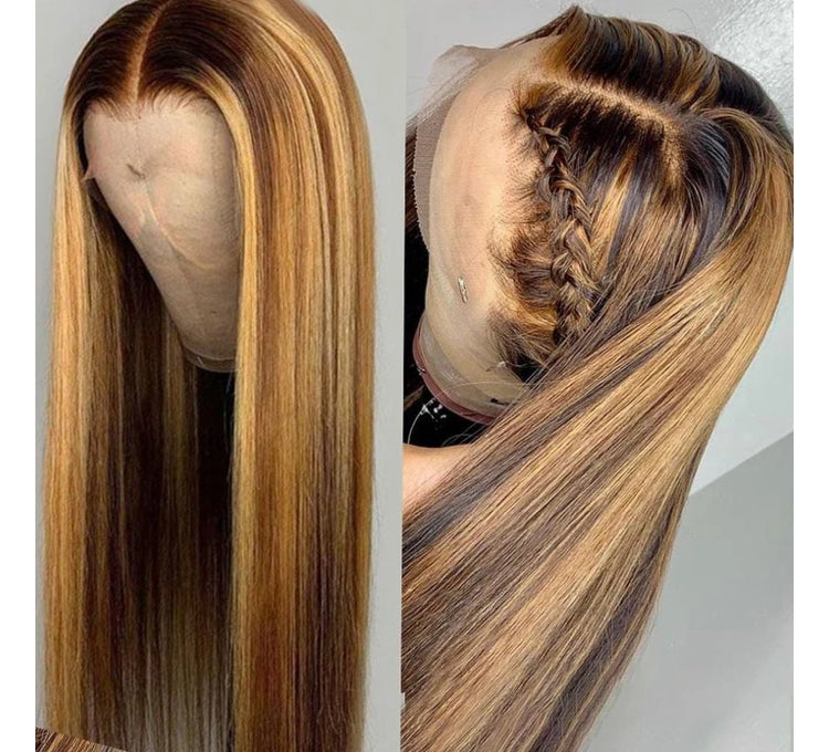Beyonce Style Honey Piano Highlights Straight Lace Frontal Wig - Janine’s Boutique