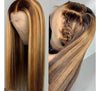 Beyonce Style Honey Piano Highlights Straight Lace Frontal Wig - Janine’s Boutique