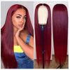 Vibrant Burgundy Lustrous Silky Straight Lace Frontal Wig - Janine’s Boutique