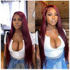 Vibrant Burgundy Lustrous Silky Straight Lace Frontal Wig - Janine’s Boutique