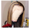 Honey Brown Piano Highlights Colored Straight Bob Lace Frontal Wig - Janine’s Boutique