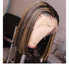 Honey Brown Piano Highlights Colored Straight Bob Lace Frontal Wig - Janine’s Boutique