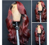 Black Roots Ombre Warm Burgundy Loose Wave Lace Frontal Wig - Janine’s Boutique