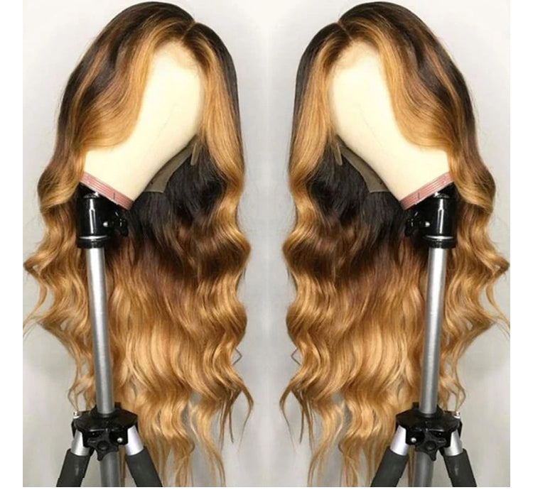 Highlights Ombre Honey Brown Colored Loose Wave Lace Wigs - Janine’s Boutique