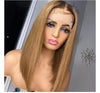 Black Roots Ombre Light Honey Brown Straight Bob Lace Frontal Wig - Janine’s Boutique