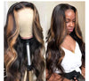 Black Roots Ombre Highlights Body Wave Lace Frontal Wig - Janine’s Boutique