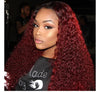 Warm Look Friendly Dark Roots Ombre Burgundy Romatic Wave Lace Frontal Wig - Janine’s Boutique