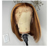 Elegant and Fashionable Honey Brown Piano Highlights Straight Bob Lace Frontal Wig - Janine’s Boutique