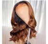 Black Roots Ombre Warm Chocolate Brown Body Wave Lace Frontal Wig - Janine’s Boutique