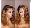 Black Roots Ombre Honey Butter Voluminous Wet Wave Bob Lace Frontal Wig - Janine’s Boutique