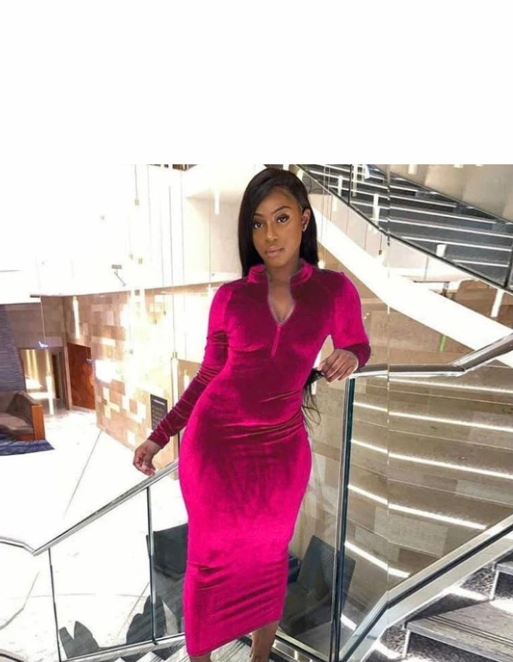 Women's Velvet Suede Tight Dress