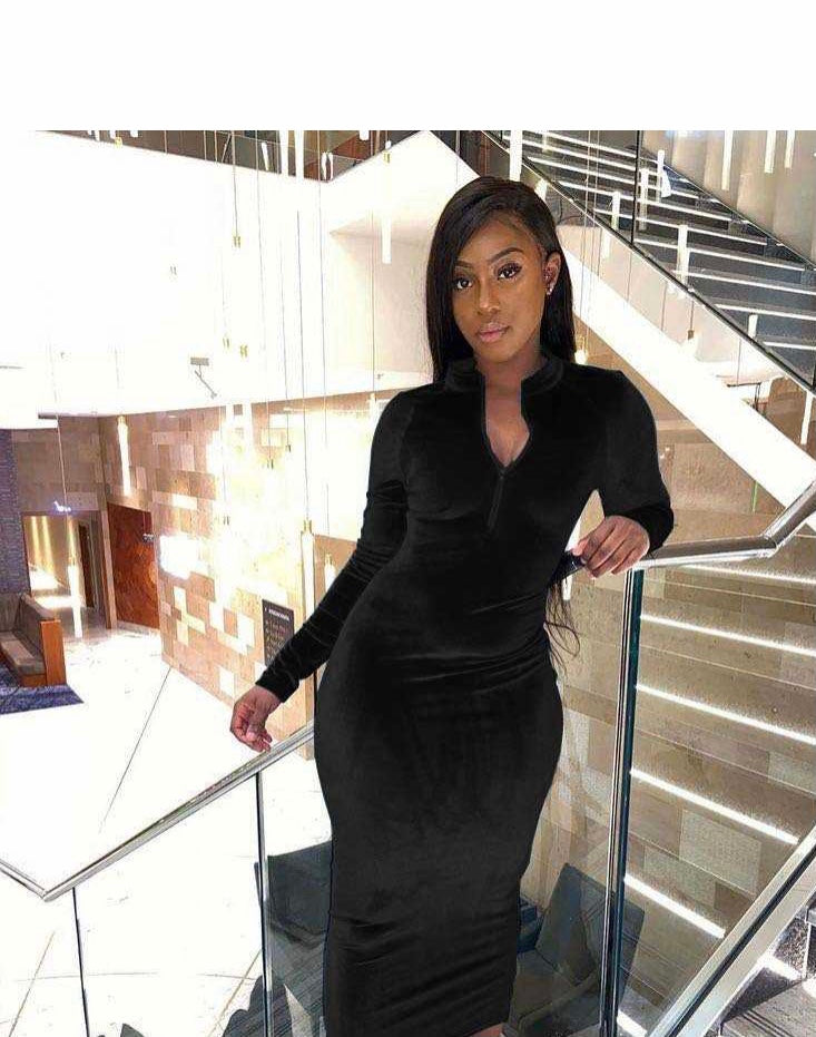 Women's Velvet Suede Tight Dress