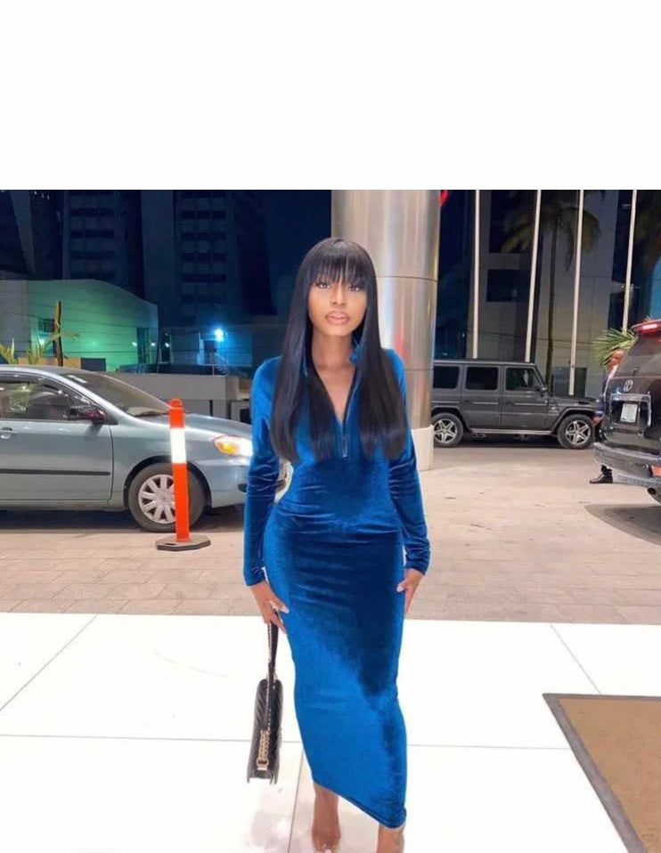 Women's Velvet Suede Tight Dress