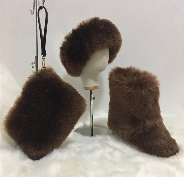 Adult Faux Fur Headband/Boots/Bag Set