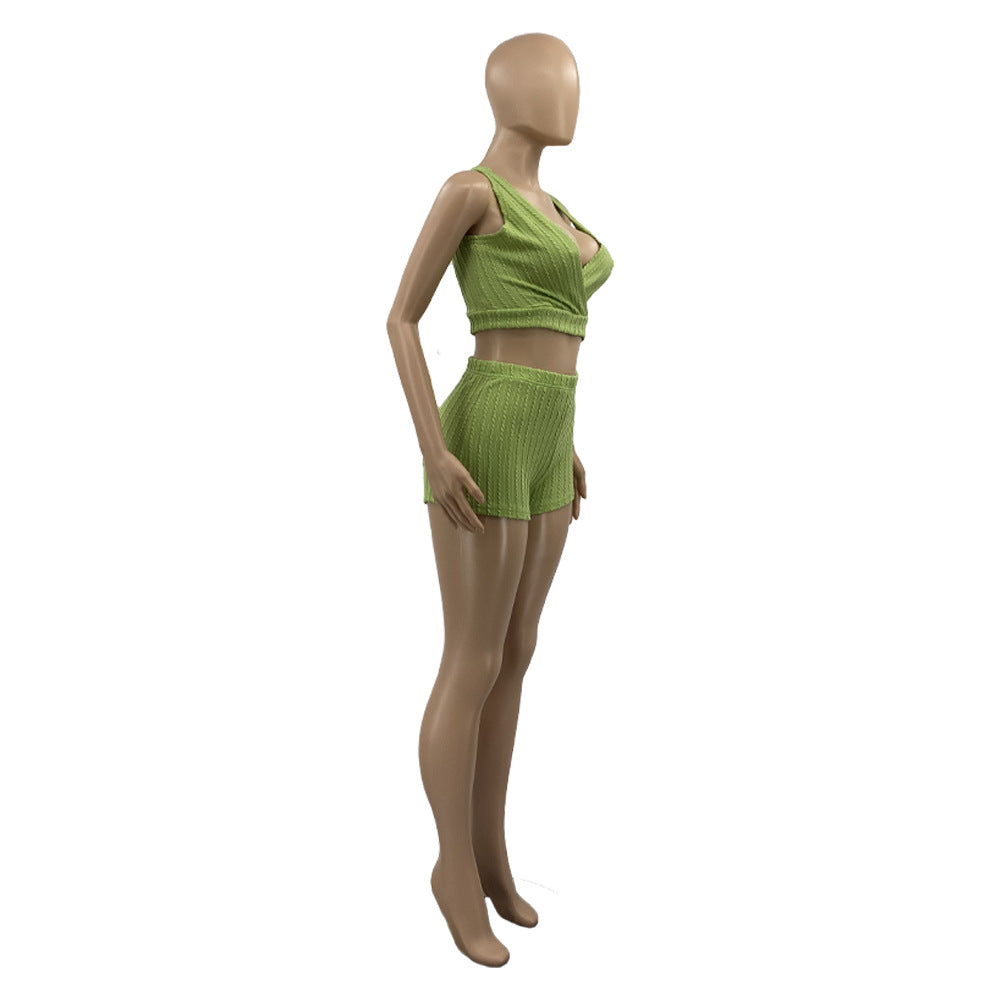 Puff Jacquard Vest Short Set
