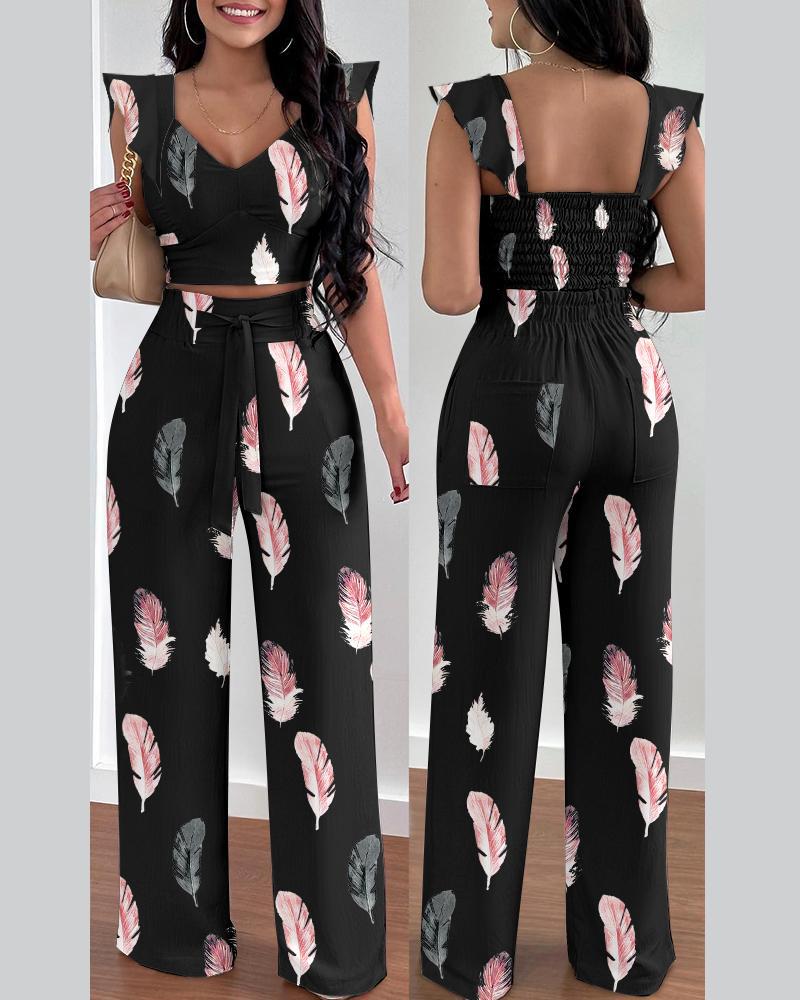 Classy Printed Feather 2PC set